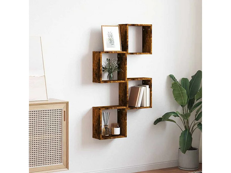 Étagères murales sous forme de cube 4 pcs chêne fumé 30x15x30