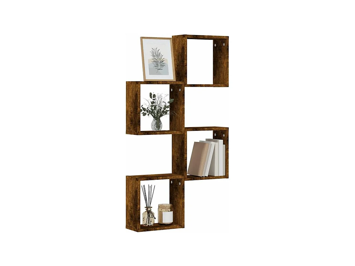 Étagères murales sous forme de cube 4 pcs chêne fumé 30x15x30