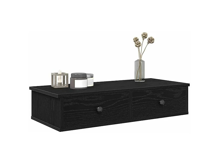 Étagère murale avec tiroirs noir 80x31x17 bois d'ingénierie