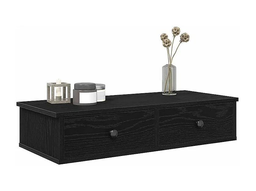 Étagère murale avec tiroirs noir 80x31x17 bois d'ingénierie