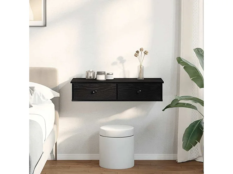 Étagère murale avec tiroirs noir 80x31x17 bois d'ingénierie