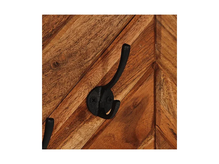 Porte-manteau mural avec 6 crochets bois massif d'acacia