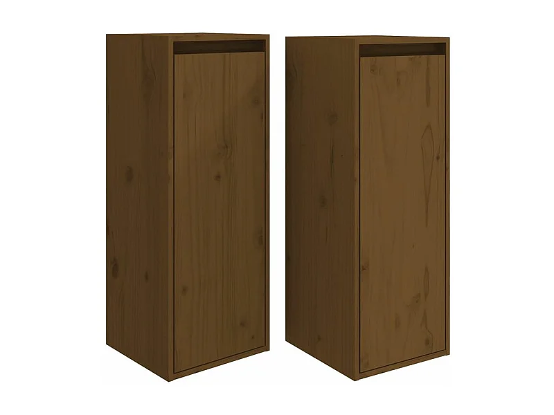 Armoires murales 2pcs Marron miel 30x30x80 Bois de pin massif