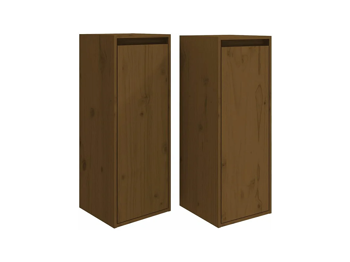 Armoires murales 2pcs Marron miel 30x30x80 Bois de pin massif