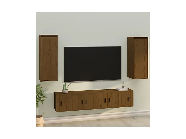 Armoires murales 2pcs Marron miel 30x30x80 Bois de pin massif