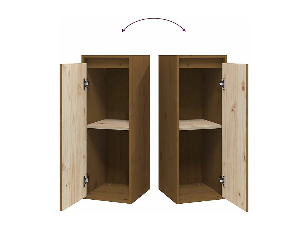 Armoires murales 2pcs Marron miel 30x30x80 Bois de pin massif