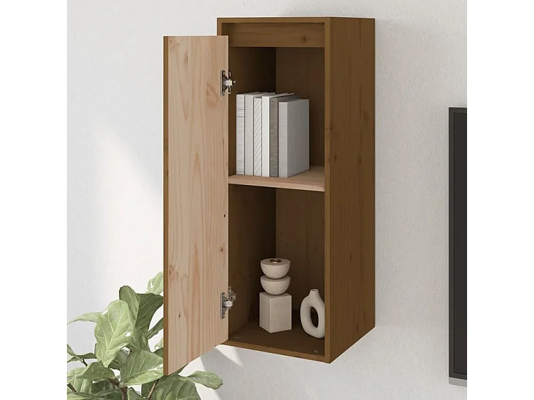 Armoires murales 2pcs Marron miel 30x30x80 Bois de pin massif