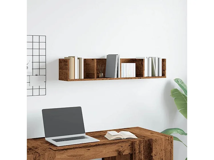 Étagère murale à CD vieux bois 100x18x18 bois d'ingénierie