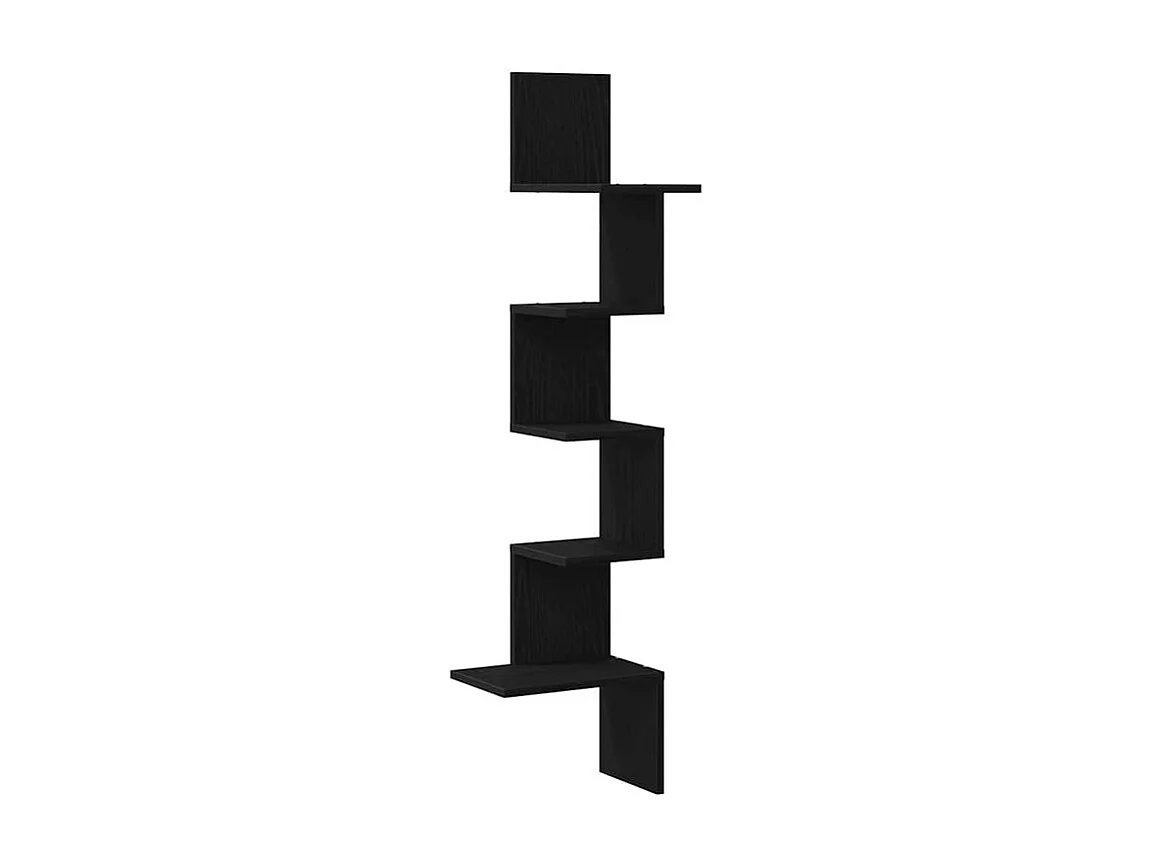 Étagère d'angle murale noir 32x32x127,5 bois d'ingénierie