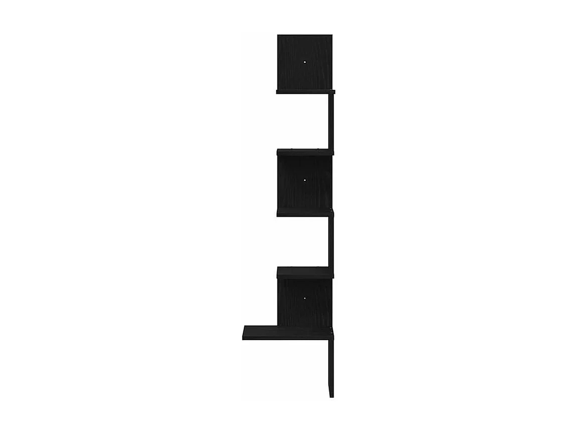 Étagère d'angle murale noir 32x32x127,5 bois d'ingénierie