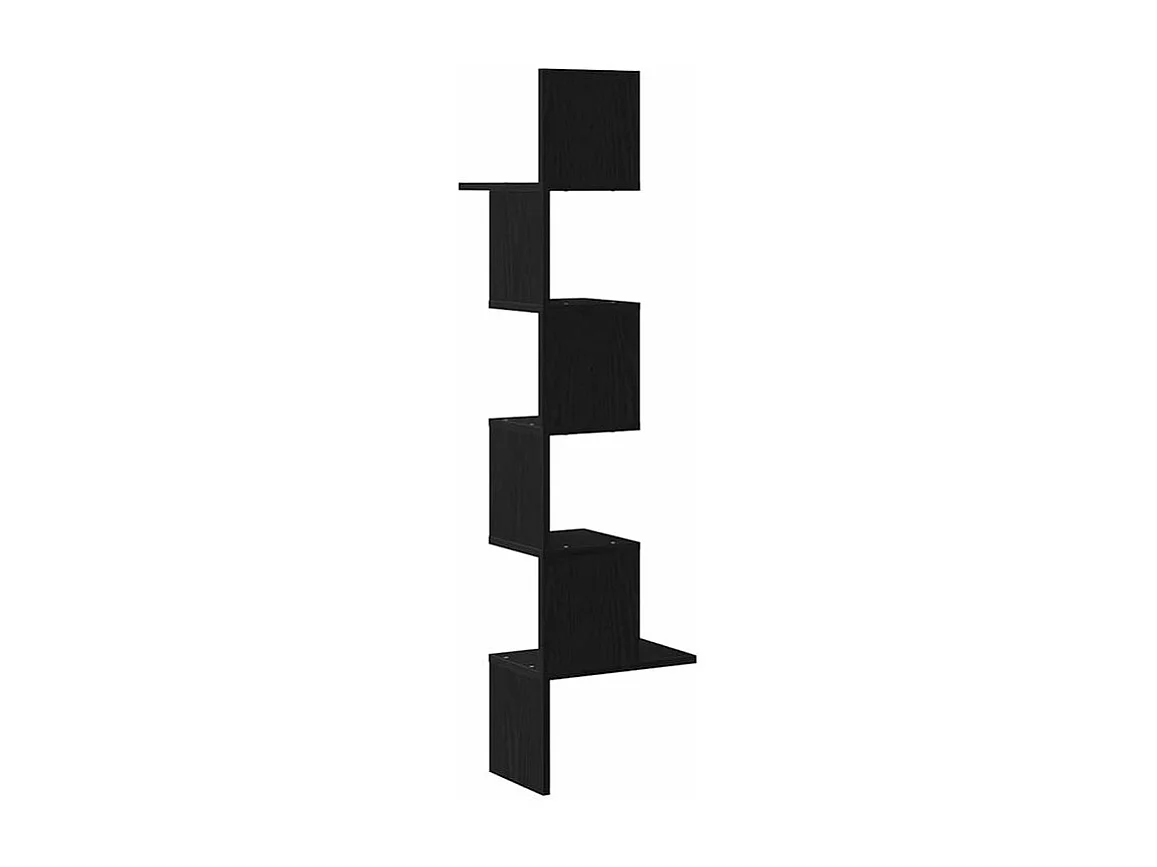 Étagère d'angle murale noir 32x32x127,5 bois d'ingénierie