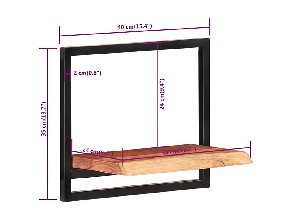 Étagères murales 2 pcs 40x24x35 Bois d'acacia et acier
