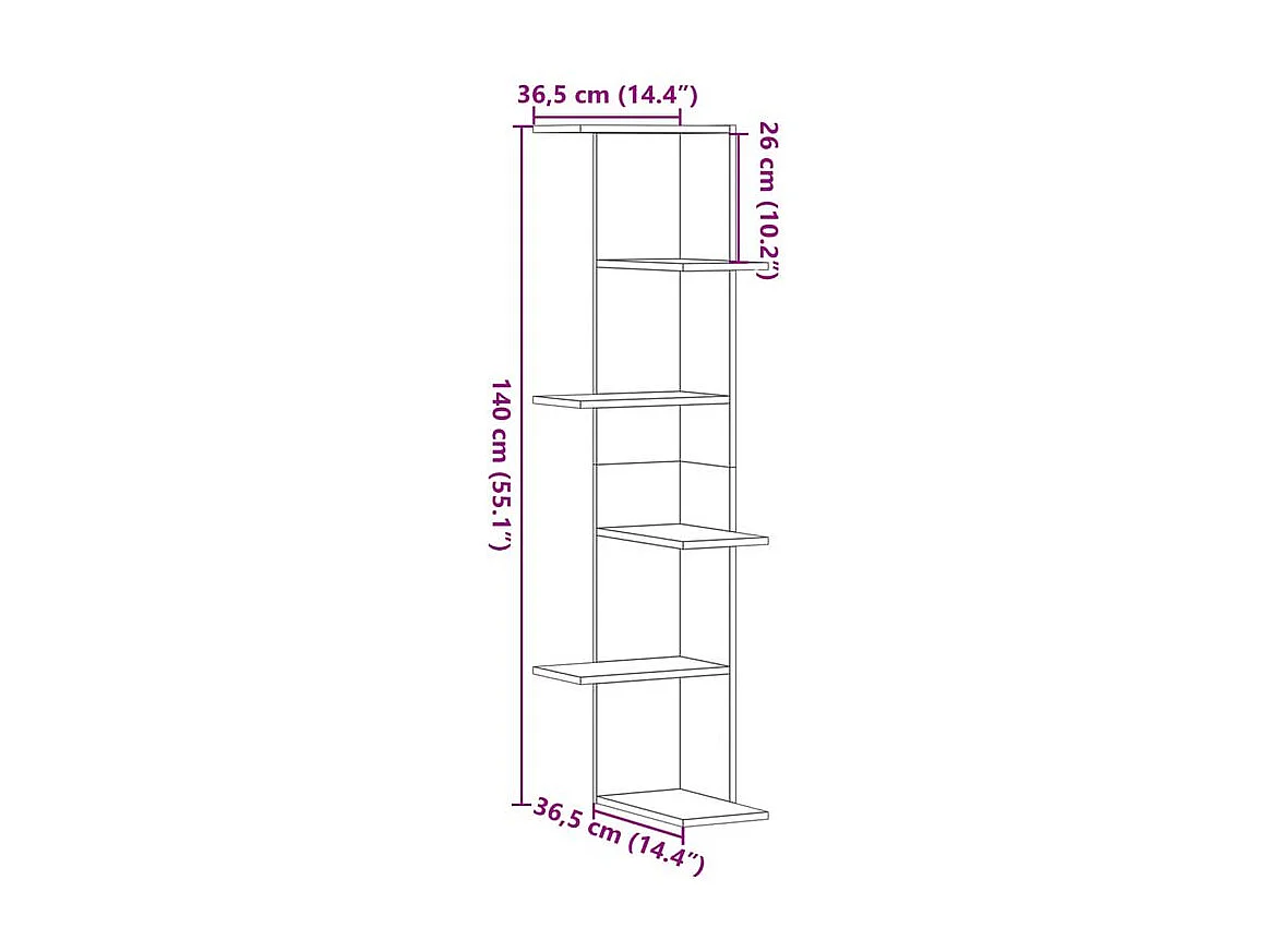 Étagère d'angle murale chêne fumé bois d'ingénierie