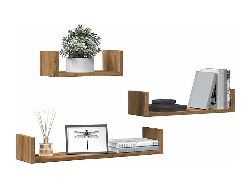 Étagères murales 3 pcs chêne artisanal bois d'ingénierie