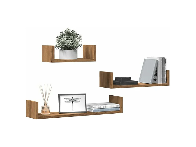 Étagères murales 3 pcs chêne artisanal bois d'ingénierie