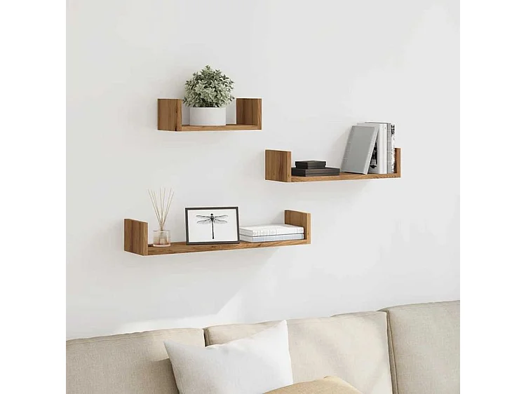 Étagères murales 3 pcs chêne artisanal bois d'ingénierie