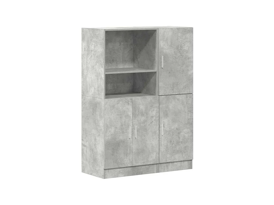 Ensemble d'armoires de cuisine 2 pcs gris béton bois ingénierie