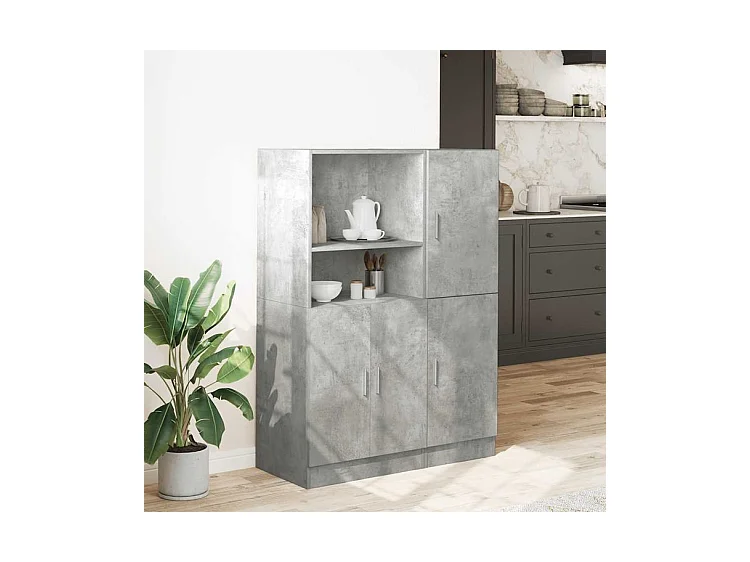 Ensemble d'armoires de cuisine 2 pcs gris béton bois ingénierie