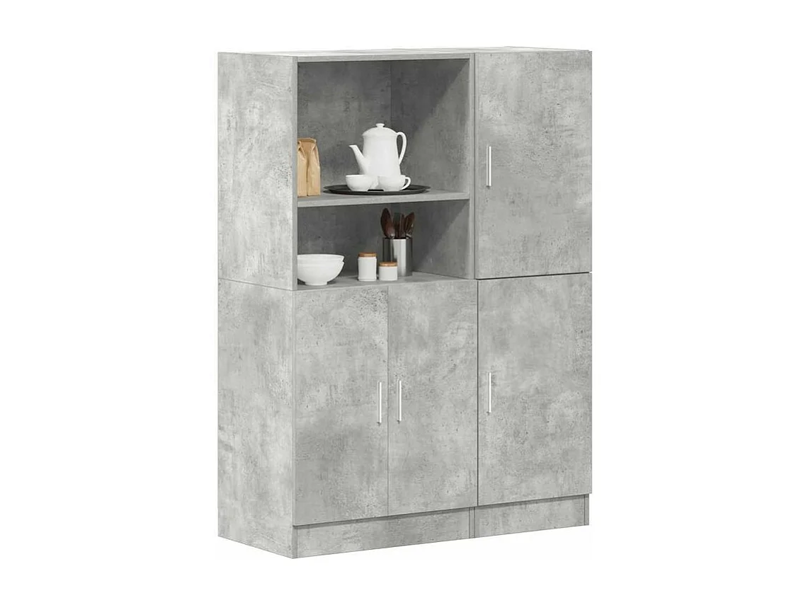 Ensemble d'armoires de cuisine 2 pcs gris béton bois ingénierie