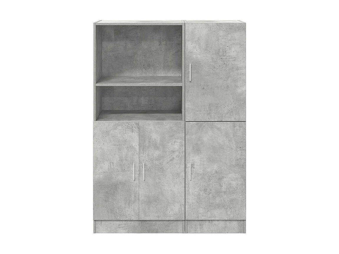 Ensemble d'armoires de cuisine 2 pcs gris béton bois ingénierie