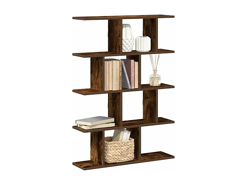 Étagère cube murale 12 compartiments chêne fumé bois ingénierie