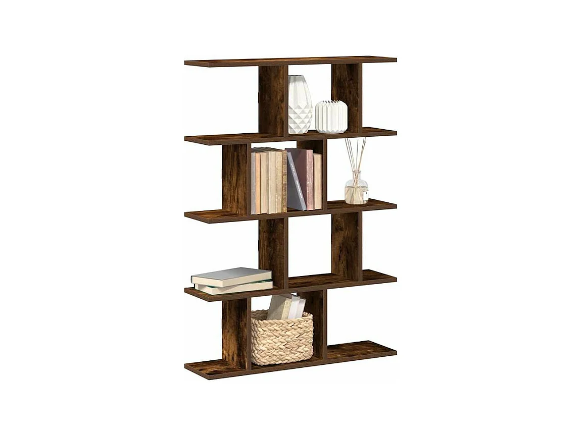 Étagère cube murale 12 compartiments chêne fumé bois ingénierie