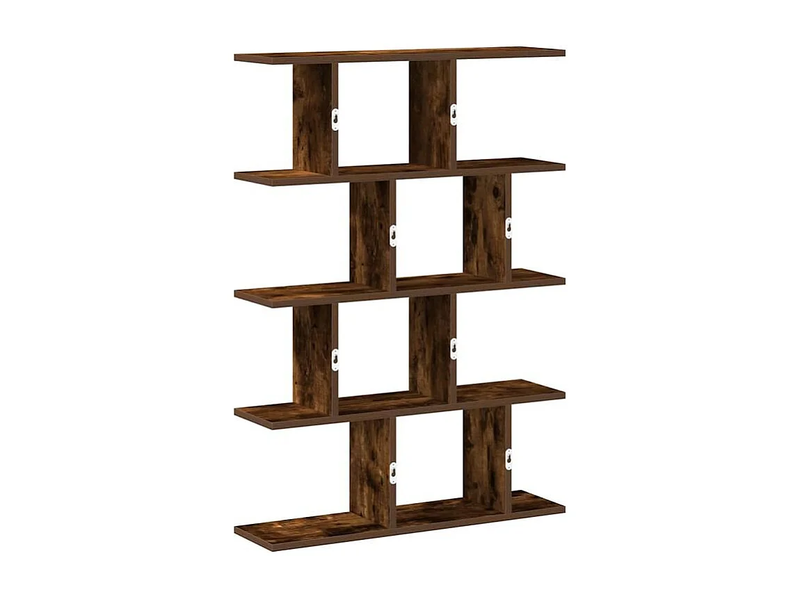 Étagère cube murale 12 compartiments chêne fumé bois ingénierie