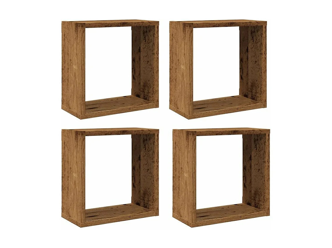 Étagères cube murales 4 pcs vieux bois 30x15x30