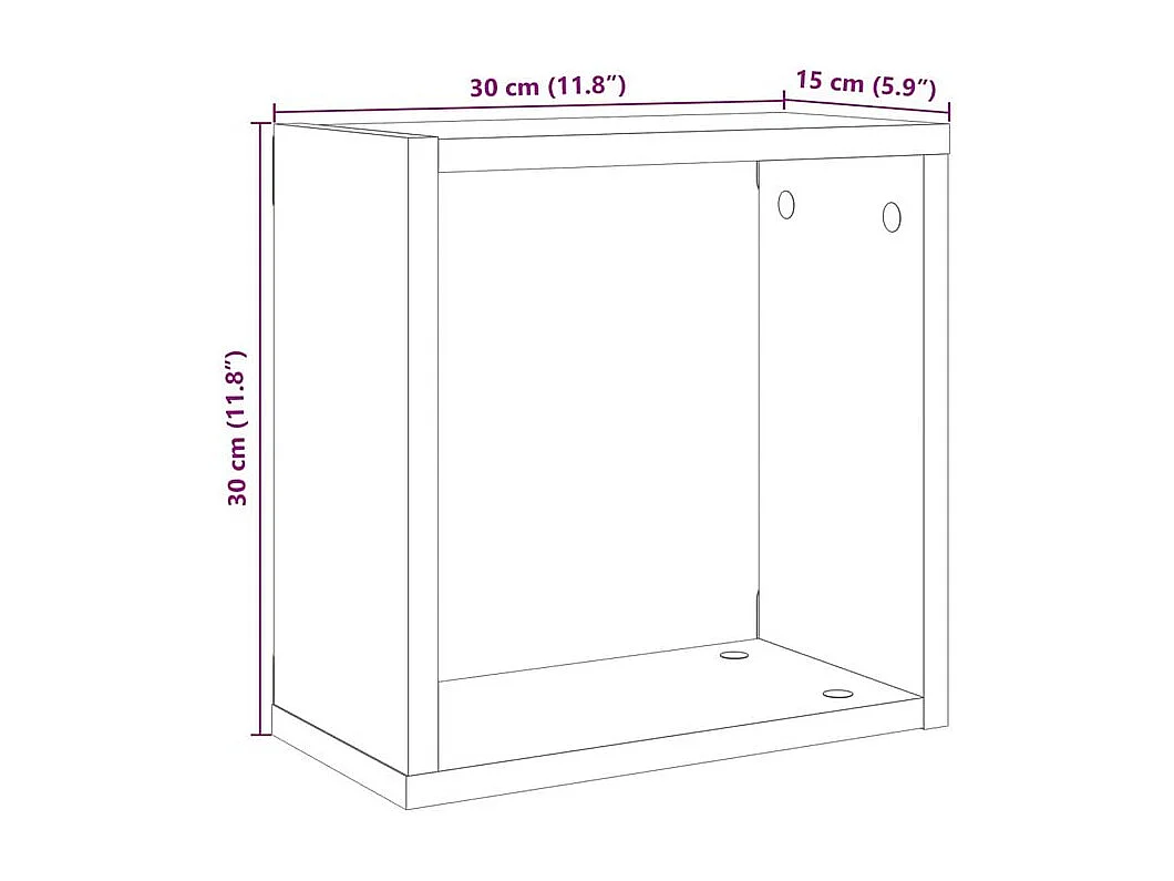 Étagères cube murales 4 pcs vieux bois 30x15x30
