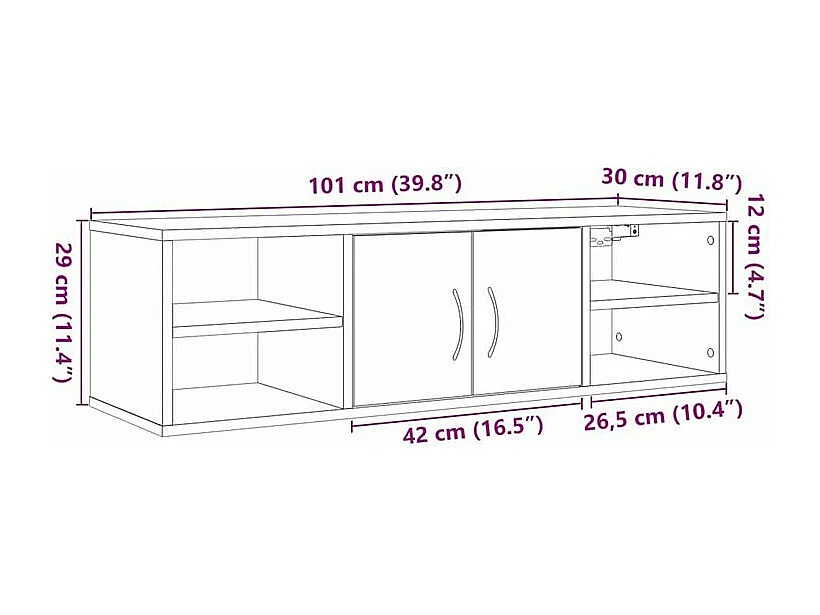 Armoire murale chêne artisanal 102x30x29 bois d'ingénierie