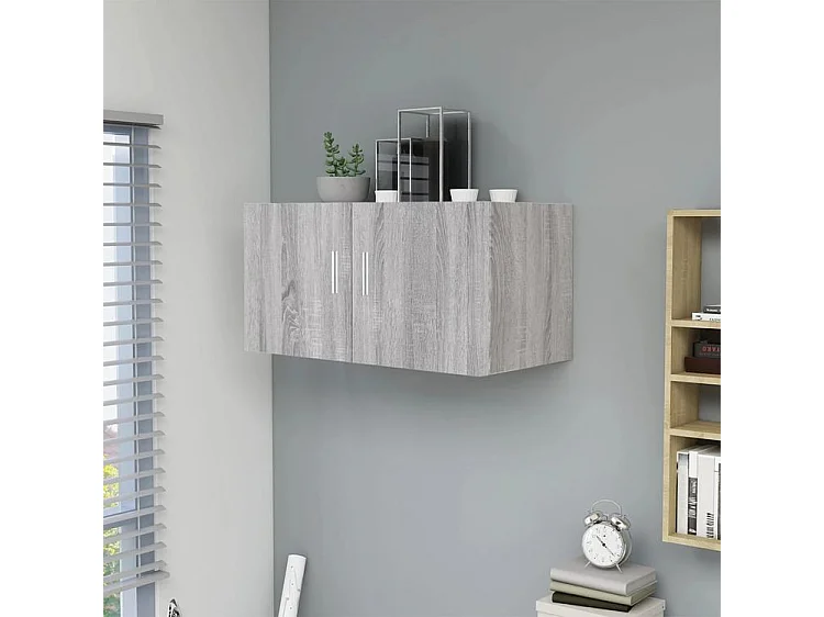 Armoire murale Korane L80xH40xP39 – Sobre et Polyvalente-Couleur Chêne gris