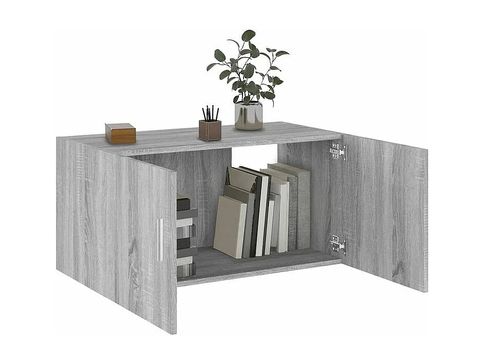 Armoire murale Korane L80xH40xP39 – Sobre et Polyvalente-Couleur Chêne gris