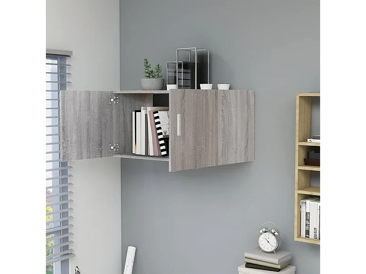 Armoire murale Korane L80xH40xP39 – Sobre et Polyvalente-Couleur Chêne gris