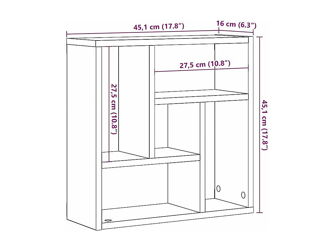 Étagère murale chêne artisanal 45x16x45 bois d'ingénierie