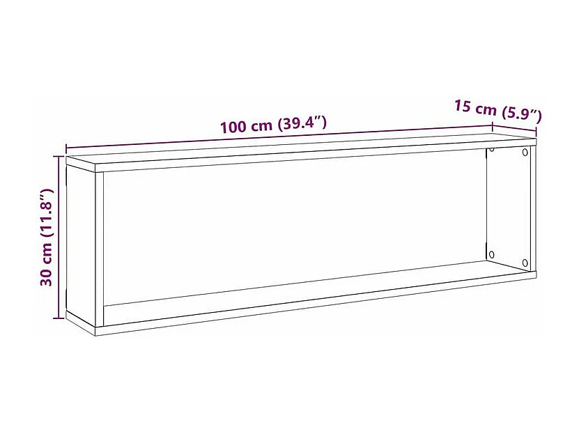 Étagères cube murales 4 pcs chêne artisanal 100x15x30