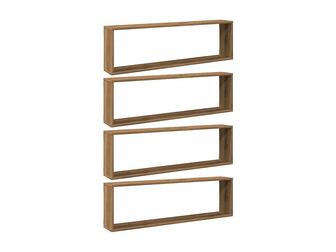 Étagères cube murales 4 pcs chêne artisanal 100x15x30