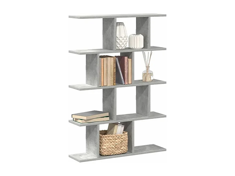 Étagère cube murale 12 compartiments gris béton bois ingénierie