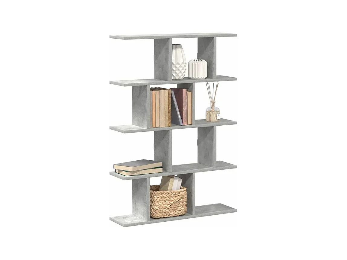 Étagère cube murale 12 compartiments gris béton bois ingénierie