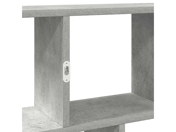 Étagère cube murale 12 compartiments gris béton bois ingénierie