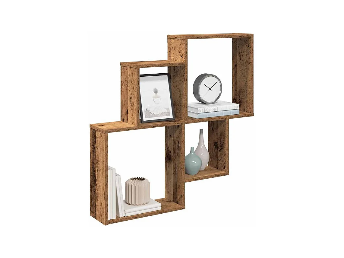 Étagère murale vieux bois 80x15x78,5 bois d'ingénierie