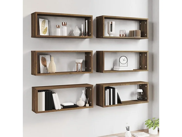 Étagères murales cube 6 pcs Chêne marron Bois d’ingénierie
