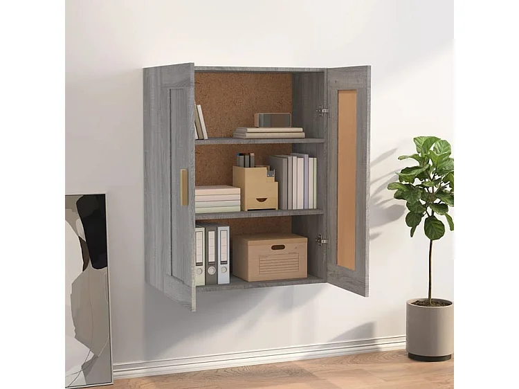 Armoire murale avec étagère flottante Kuzo 70cm – Gain d’espace-Couleur Chêne gris