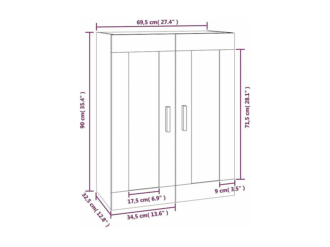 Armoire murale avec étagère flottante Kuzo 70cm – Gain d’espace-Couleur Chêne gris