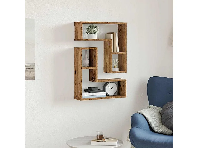 Étagères cube murales 2 pcs vieux bois 50x15x50