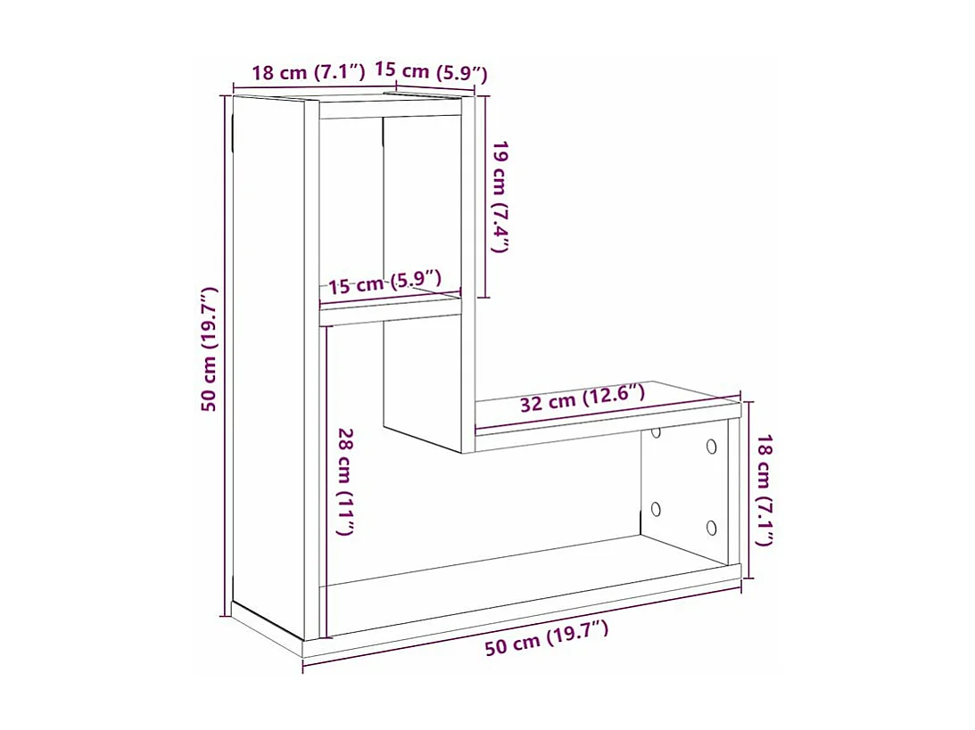 Étagères cube murales 2 pcs vieux bois 50x15x50