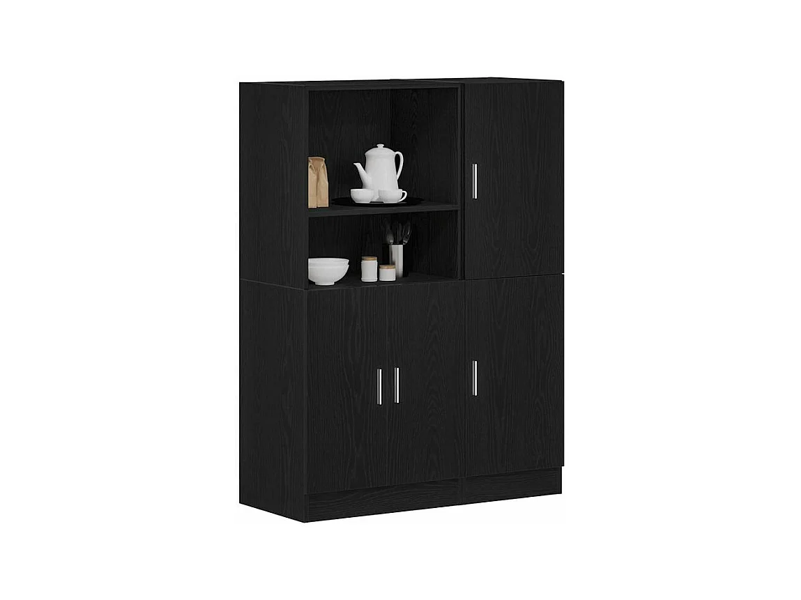 Ensemble d'armoires de cuisine 2 pcs noir bois d'ingénierie