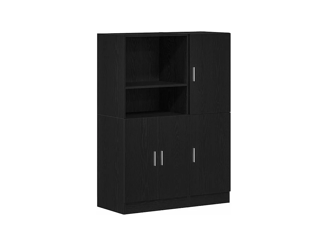 Ensemble d'armoires de cuisine 2 pcs noir bois d'ingénierie