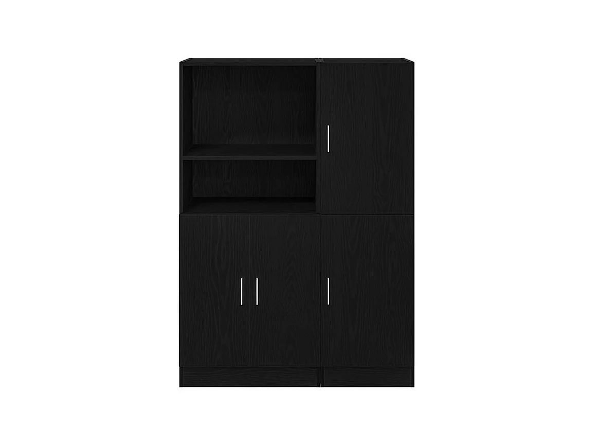 Ensemble d'armoires de cuisine 2 pcs noir bois d'ingénierie