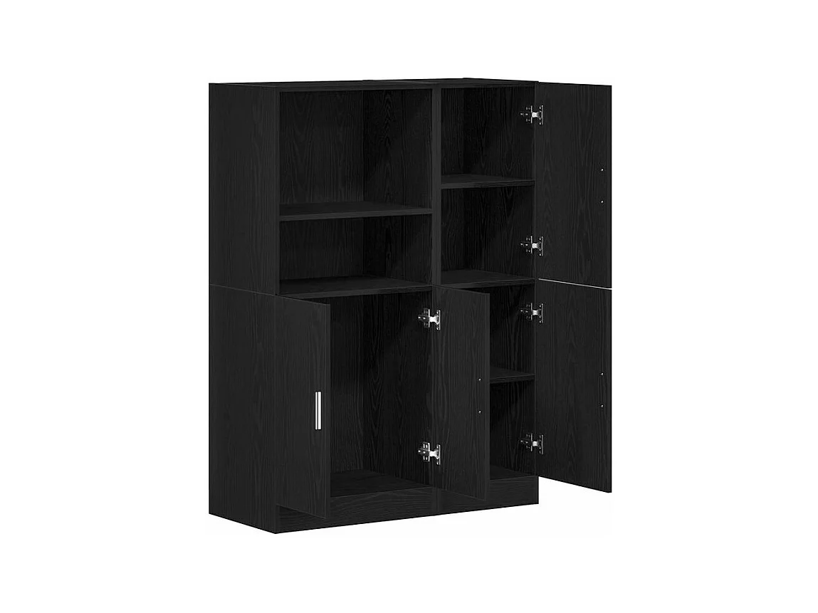 Ensemble d'armoires de cuisine 2 pcs noir bois d'ingénierie