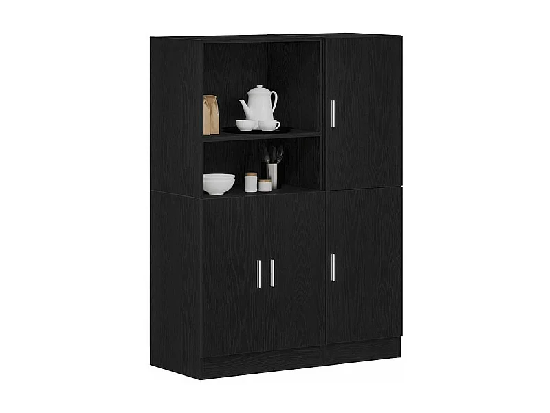 Ensemble d'armoires de cuisine 2 pcs noir bois d'ingénierie